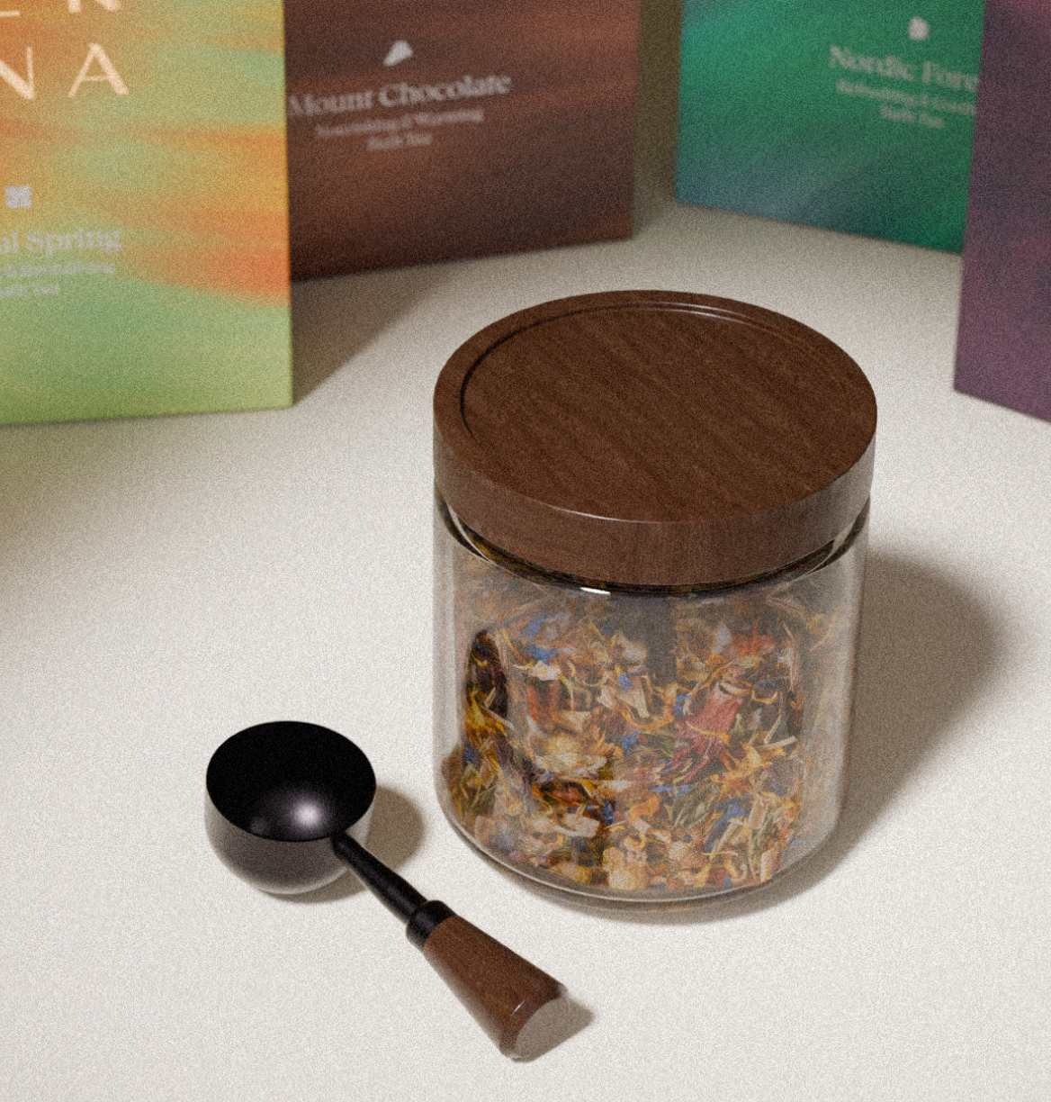 Vaso y cuchara para el ritual del té